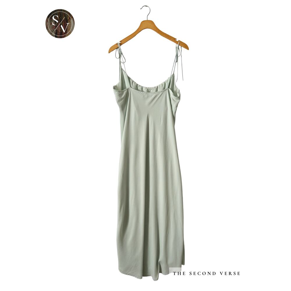 Abercrombie Dress Spaghetti Strap Side Slit Mint Green Cottagecore Large - Picture 2 of 11